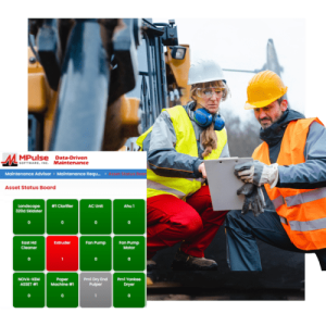 Maintenance technicians using MPulse CMMS to plan preventive maintenance tasks on-site