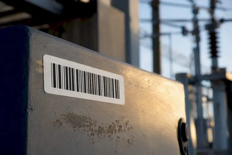 Durable barcode label on industrial equipment