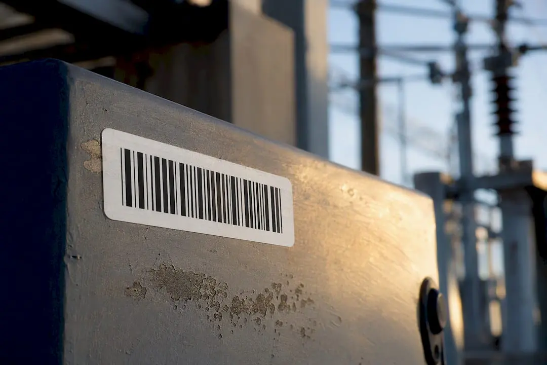 Durable barcode label on industrial equipment