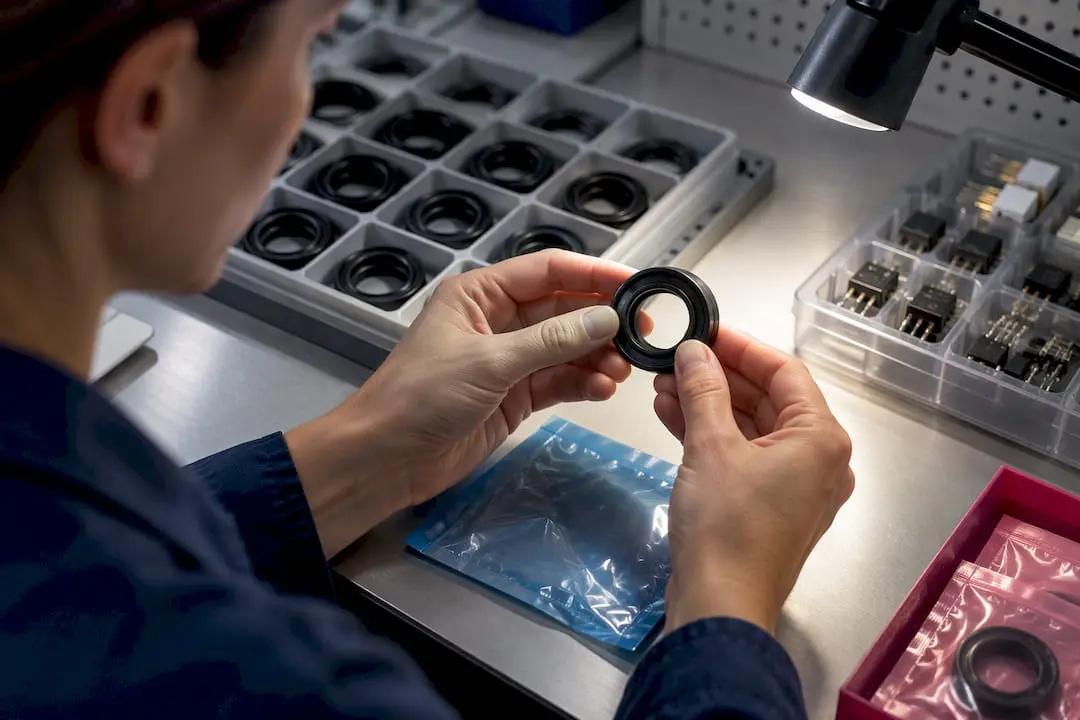 Rubber seals and electronics under inspection
