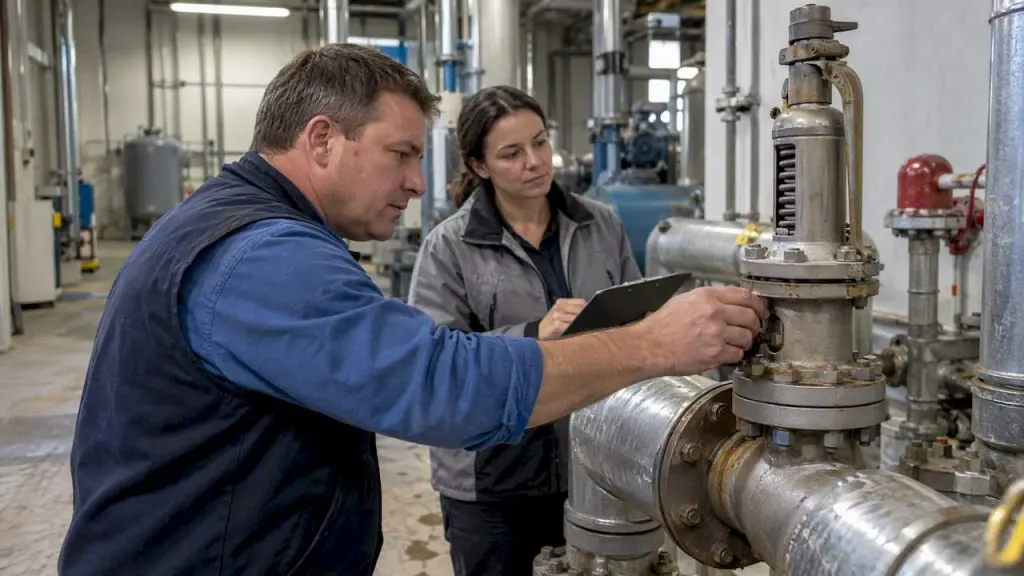 Technician performing a maintenance compliance inspection