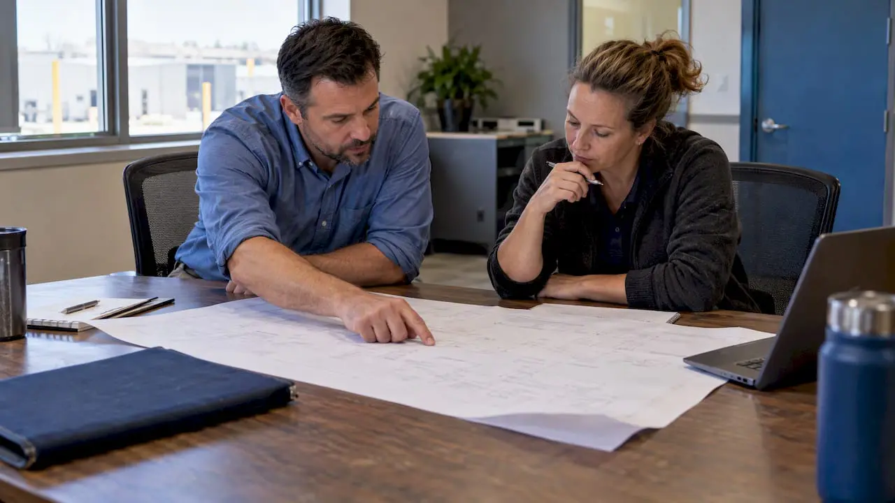 Managers reviewing an ERP integration plan