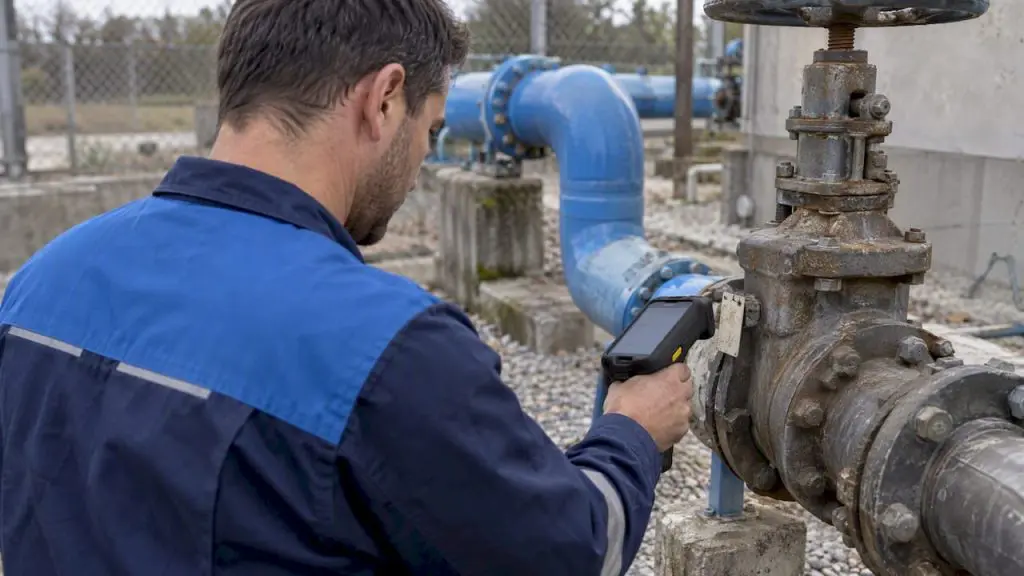 Technician scans a tagged water utility asset