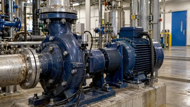 Vibration sensor mounted on an industrial pump