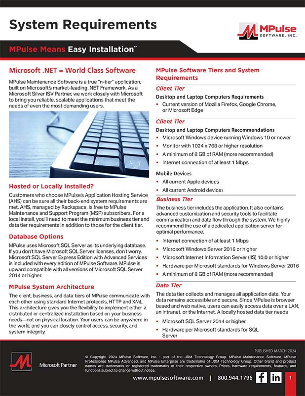 MPulse System Requirements Datasheet