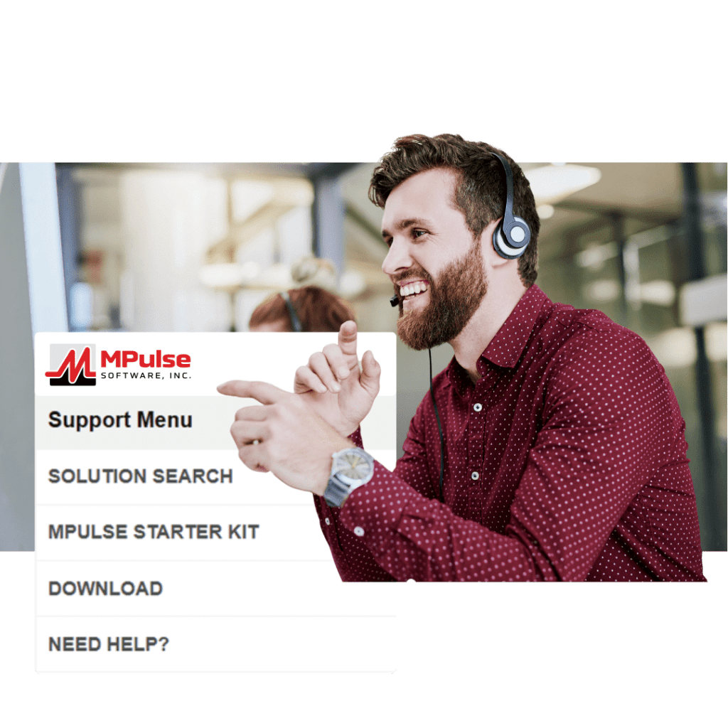 Support specialist assisting a customer with MPulse CMMS software services