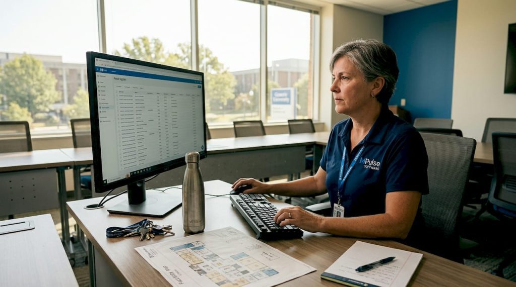 Facilities manager reviews campus asset register