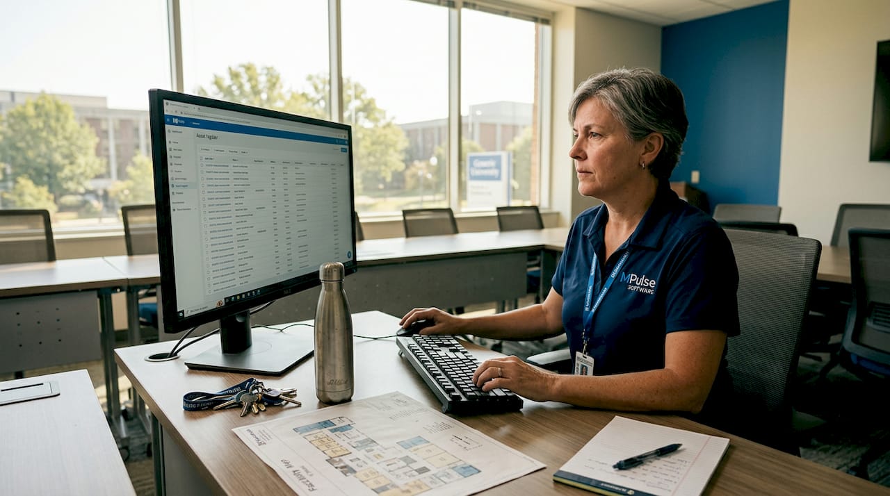 Facilities manager reviews campus asset register