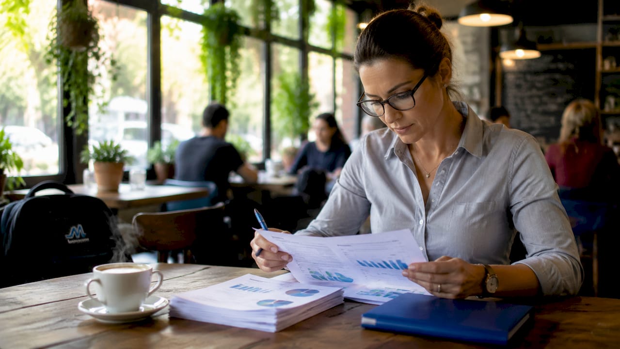 Female manager reviewing maintenance KPI reports