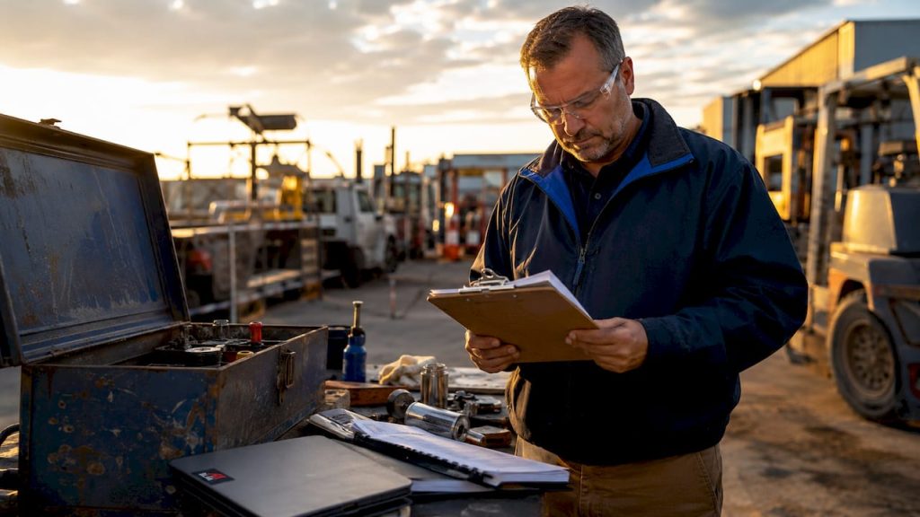 Maintenance supervisor reviewing workload assignments