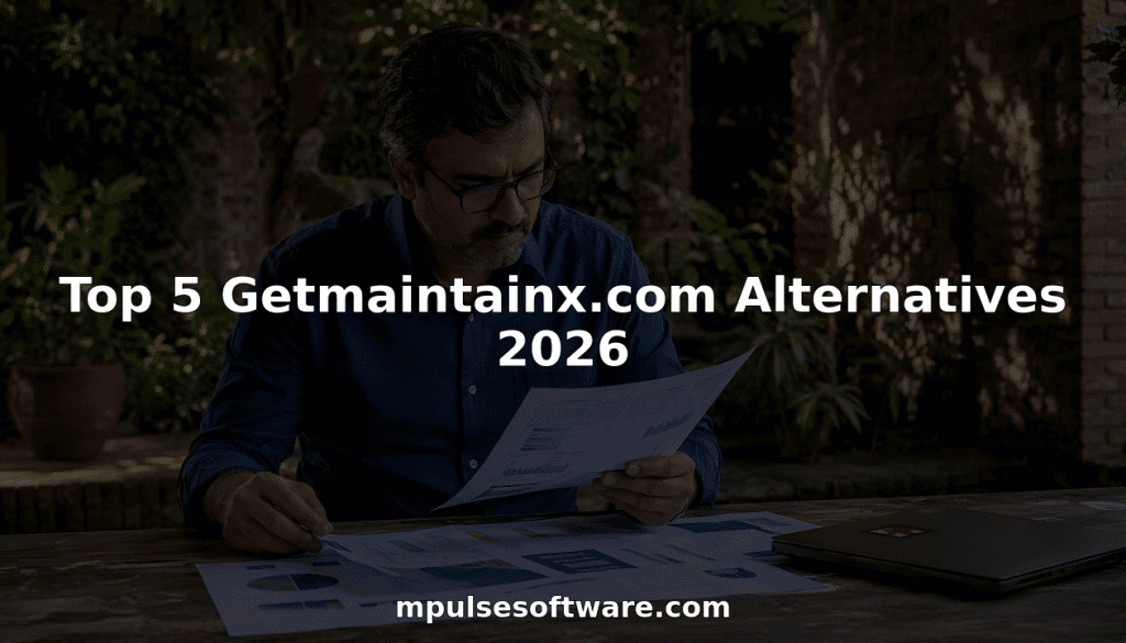 Maintenance manager reviewing software options at desk