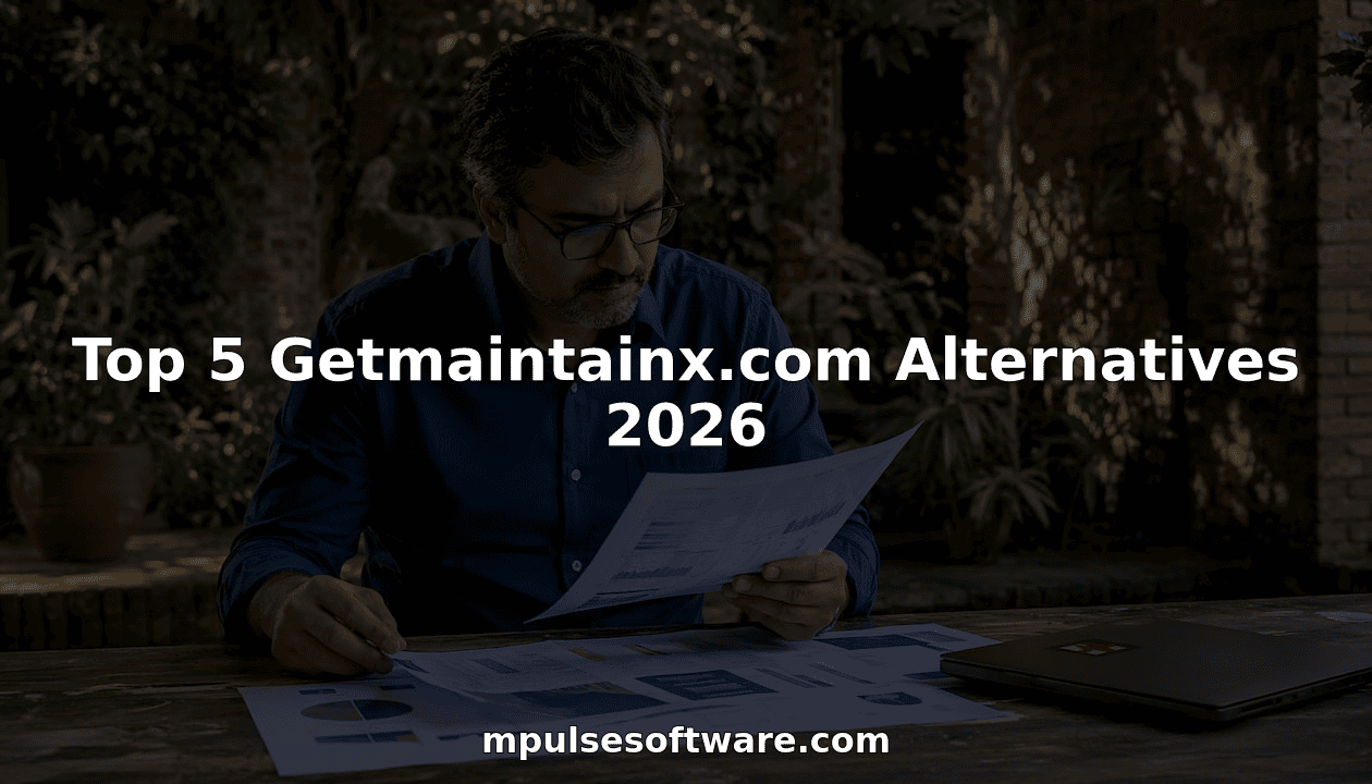 Maintenance manager reviewing software options at desk