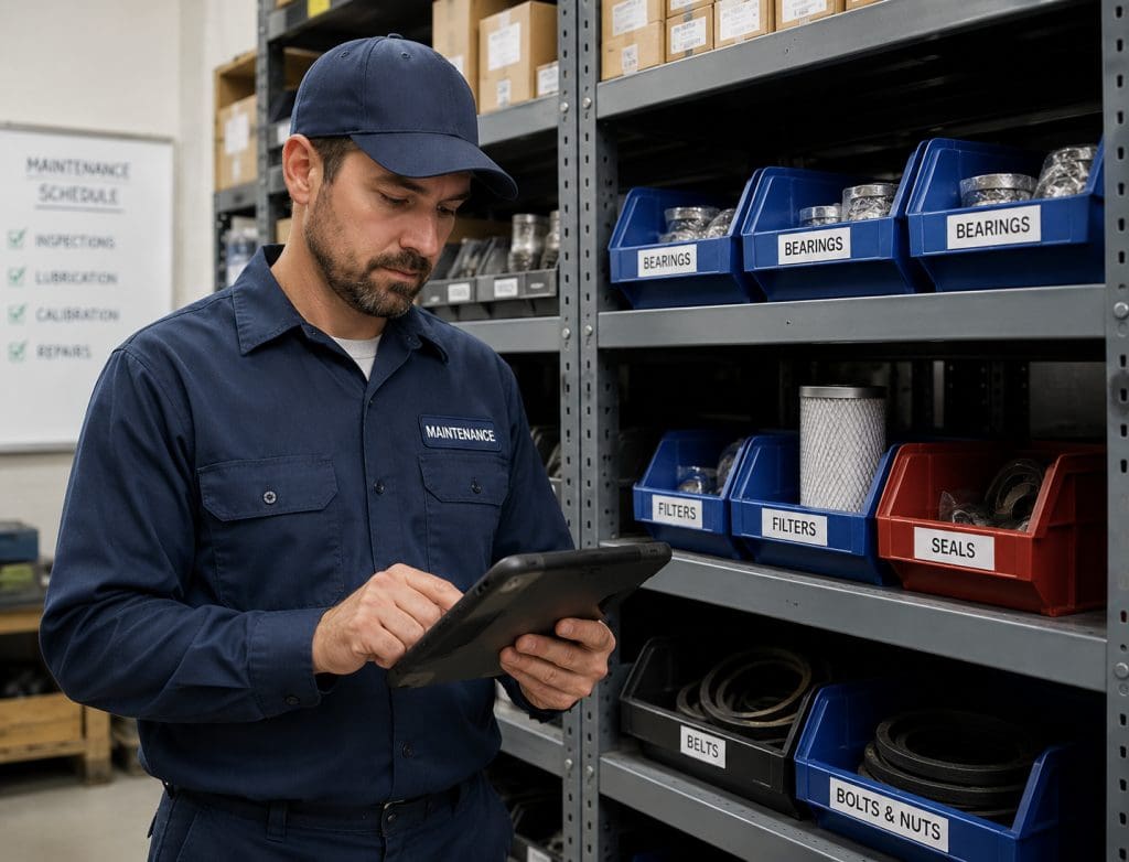 Creating a purchase requisition for maintenance parts in MPACT CMMS with vendor and quantity fields